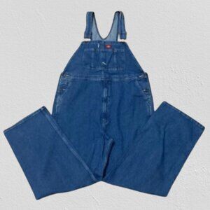 DICKIES Men’s Indigo Bib Overalls Carpenter's Blue Denim Jeans Size 42x30